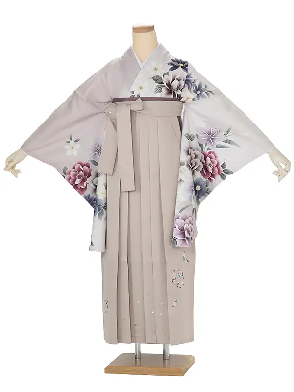 卒業式女性袴 薄ピンク 四季花/ベージュ袴 Z933 (68)☆