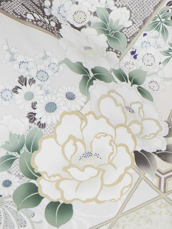 卒業式女性袴 薄ベージュ 古典柄/ベージュ袴 Z934 (68)☆