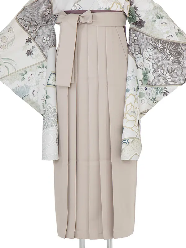 卒業式女性袴 薄ベージュ 古典柄/ベージュ袴 Z934 (68)☆