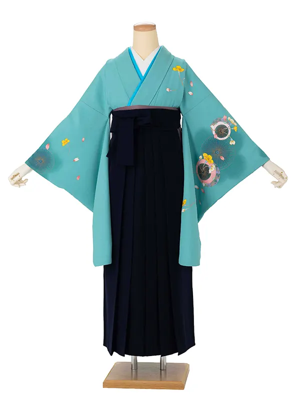 卒業式女性袴 緑/紺無地袴 Z981 (68)