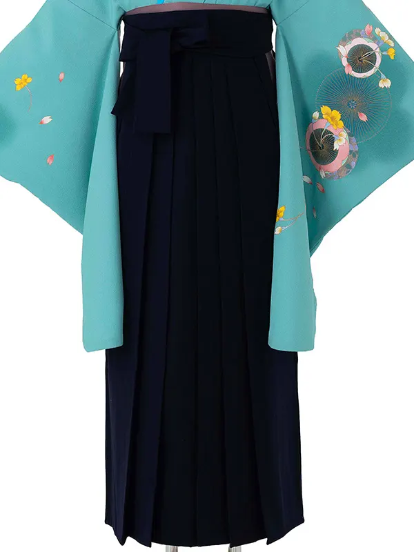 卒業式女性袴 緑/紺無地袴 Z981 (68)