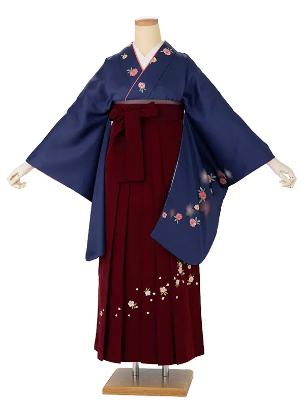 卒業式女性袴 青/赤小桜刺繍袴 Z983 (67)