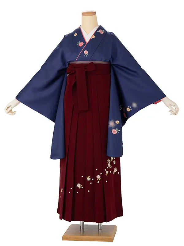 卒業式女性袴 青/赤小桜刺繍袴 Z983 (67)
