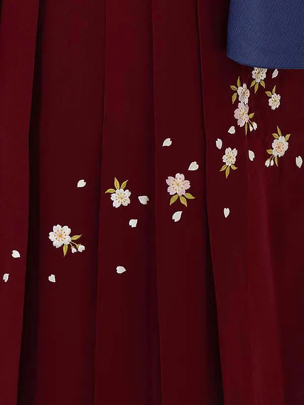 卒業式女性袴 青/赤小桜刺繍袴 Z983 (67)