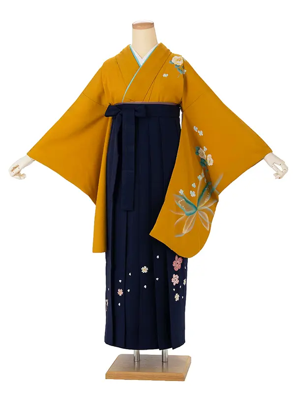 卒業式女性袴 からし/青刺繍袴 Z987 (68)