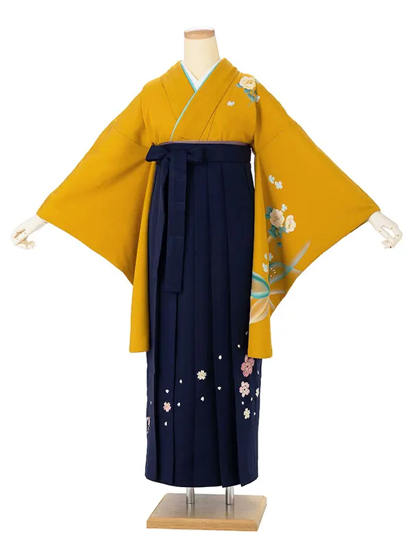卒業式女性袴 からし/青刺繍袴 Z987 (68)