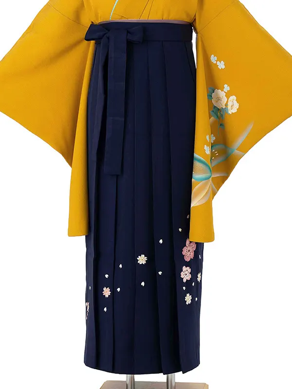 卒業式女性袴 からし/青刺繍袴 Z987 (68)