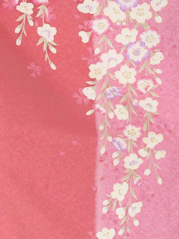卒業式女性袴 ピンク四季花/緑刺繍袴 Z988 (70)
