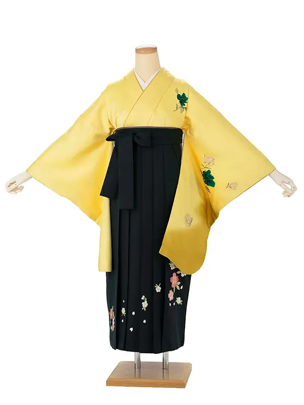 卒業式女性袴 黄色/緑 Z990 (66)