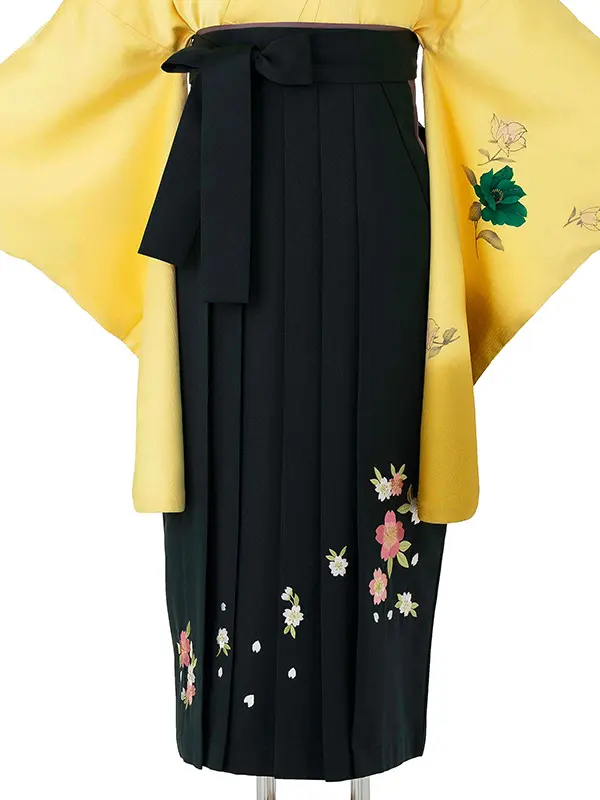 卒業式女性袴 黄色/緑 Z990 (66)