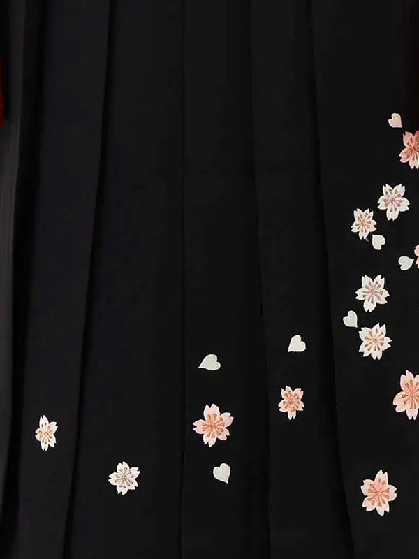 卒業式女性袴 赤/黒刺繍袴 Z991 (66.5)