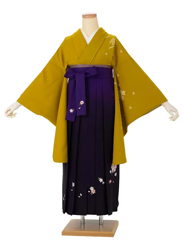 卒業式女性袴 からし/紫 Z993 (66)