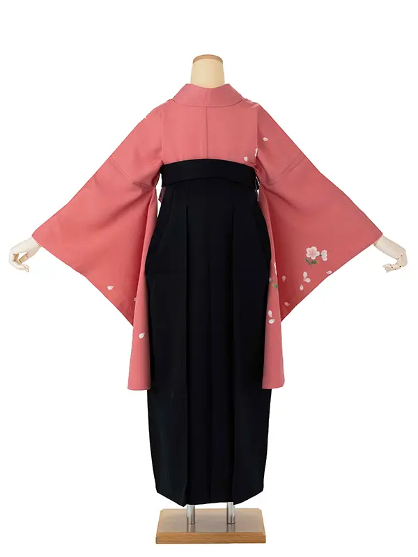 卒業式女性袴 ピンク桜/黒無地袴 Z995 (68)