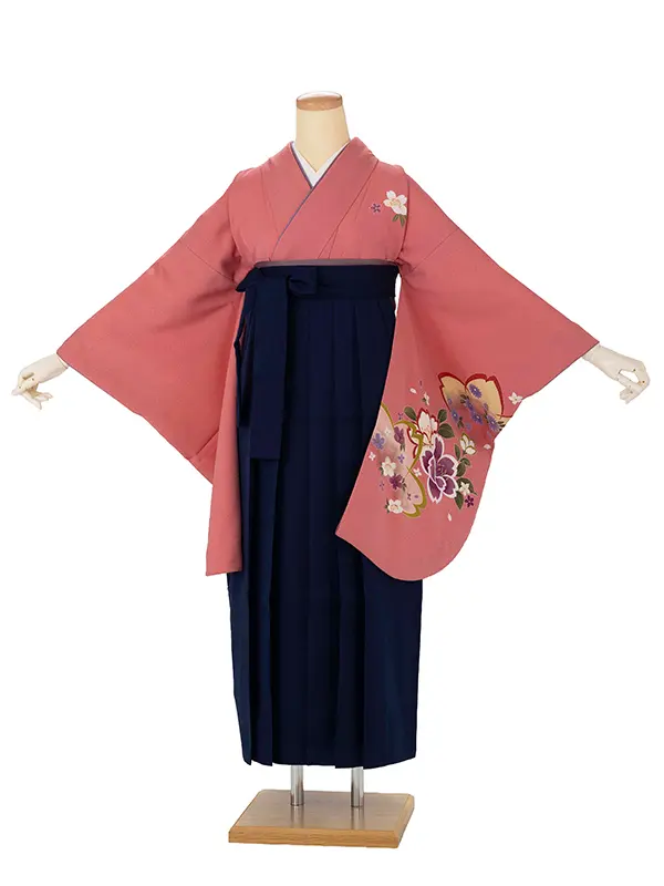 卒業式女性袴 ピンク柄/紺袴 Z996 (66)