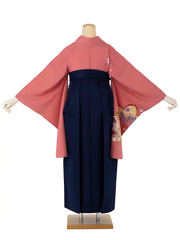 卒業式女性袴 ピンク柄/紺袴 Z996 (66)