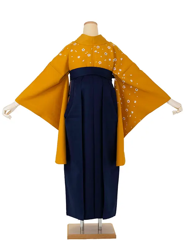 卒業式女性袴 からし色 桜/紺袴 Z997 (66)