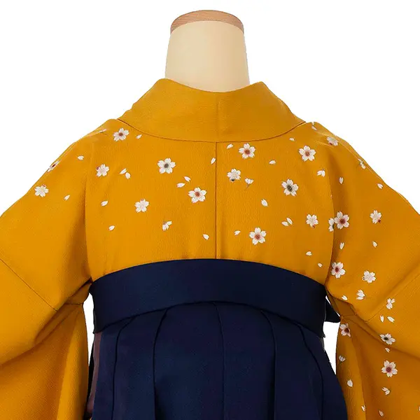 卒業式女性袴 からし色 桜/紺袴 Z997 (66)