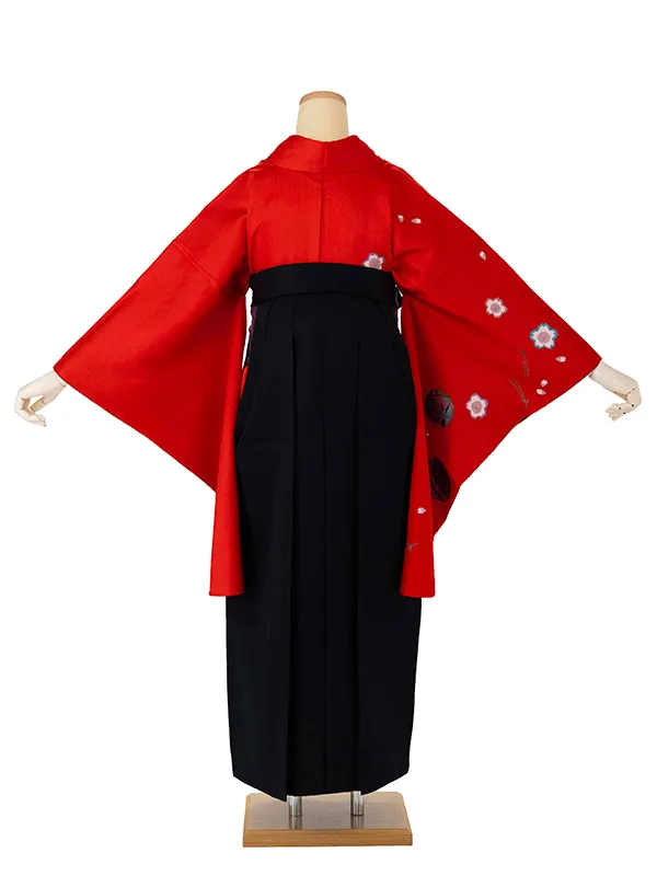 卒業式女性袴 桜 赤/黒無地袴 Z998 (67)