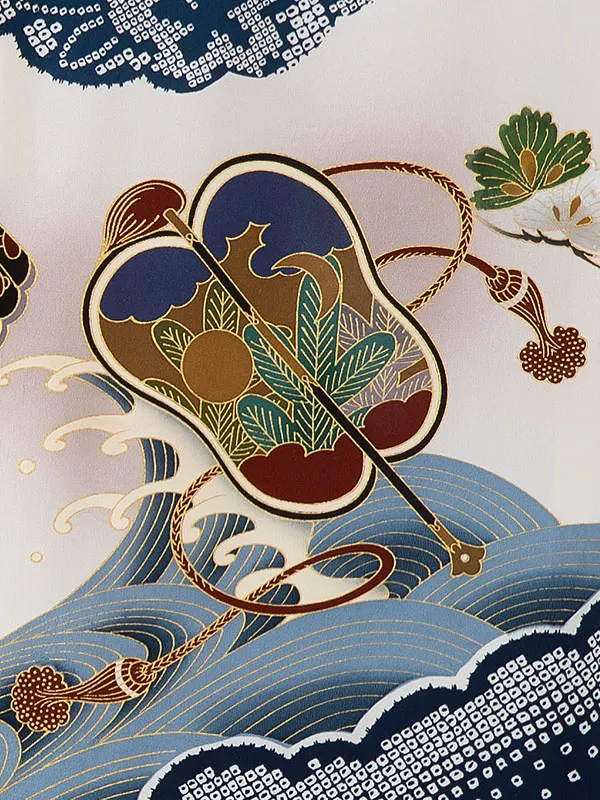 【正絹】お宮参り レンタル 男の子産着 ／白 鹿の子兜 Z232