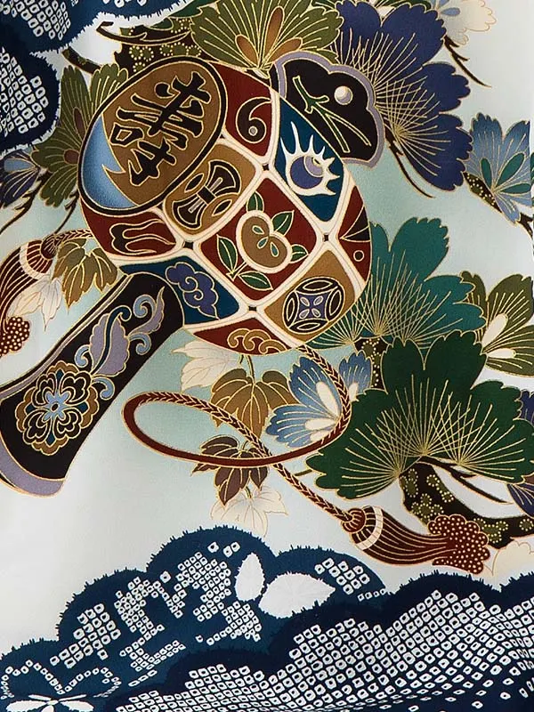 【正絹】お宮参り レンタル 男の子産着 ／白 鹿の子兜 Z232