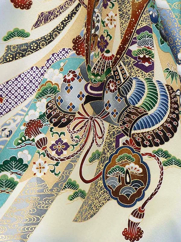 お宮参り男の子 産着レンタル／水色 鷹に兜熨斗 Z240