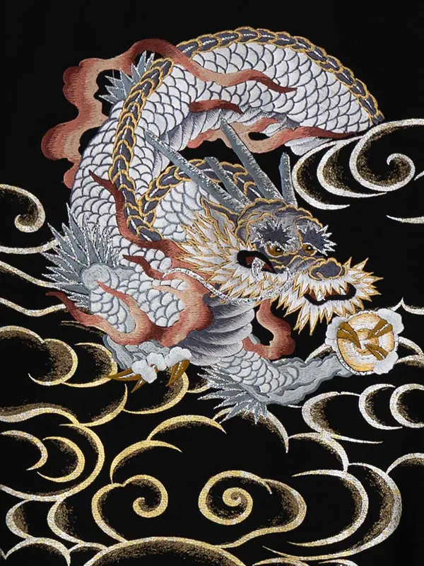 【正絹】お宮参り男の子 産着レンタル／黒 金彩龍虎 Z260