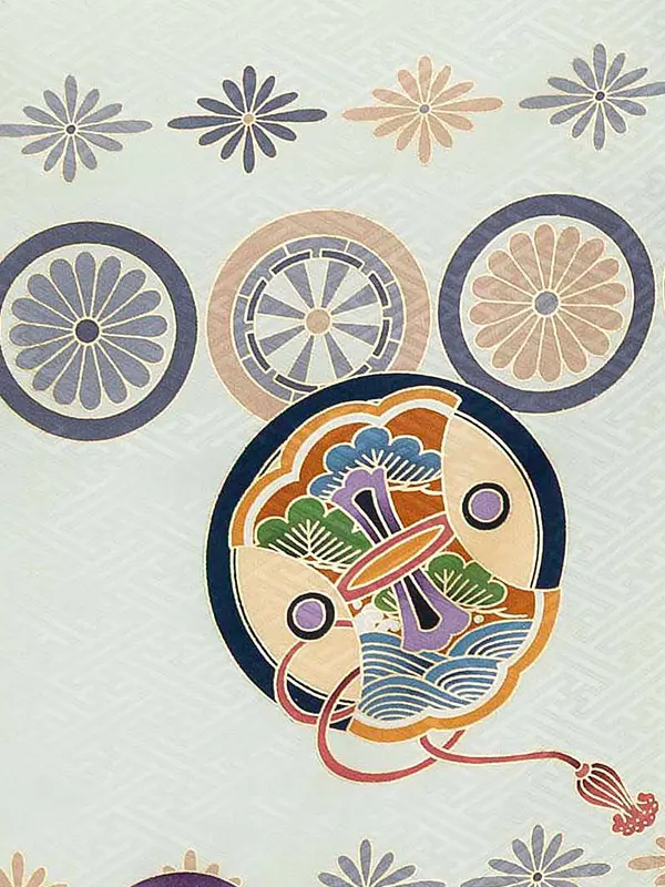 【夏用 正絹の単衣】お宮参り男の子 産着レンタル／緑 兜　小槌  Z262