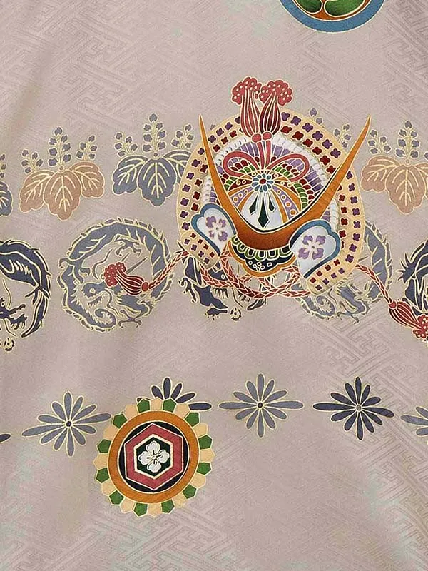 【夏用 正絹の単衣】お宮参り男の子 産着レンタル／グレー 兜　小槌  Z263