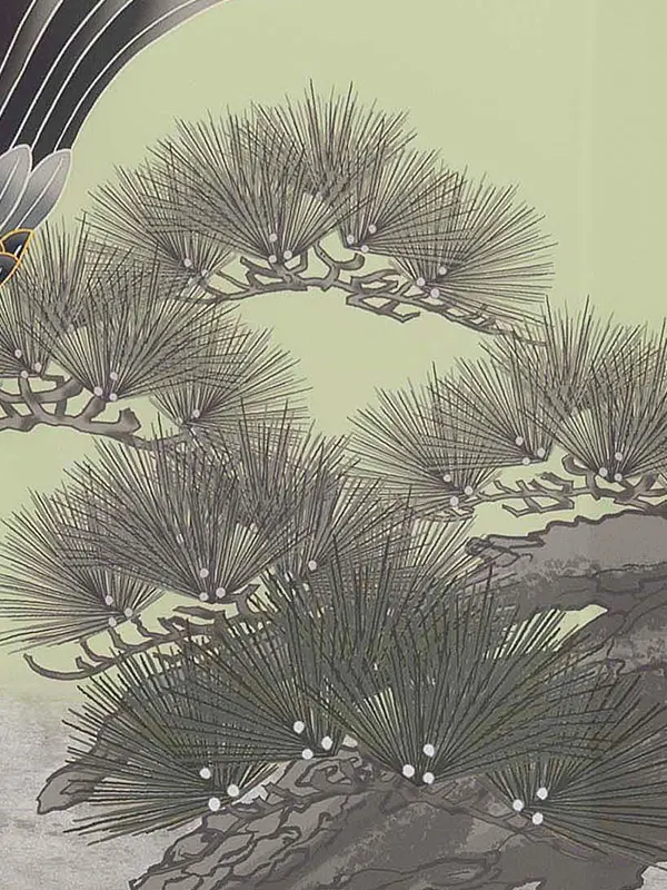 お宮参り男の子 産着レンタル／緑 松に鷹 Z265