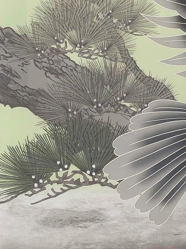 お宮参り男の子 産着レンタル／緑 松に鷹 Z265