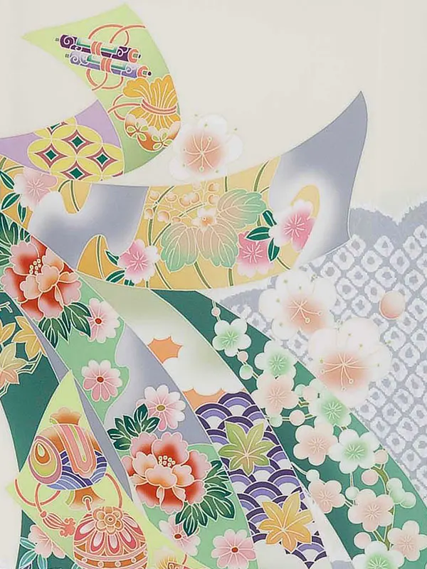 お宮参り男の子 産着レンタル／オフホワイト 束ね熨斗に兜 Z266