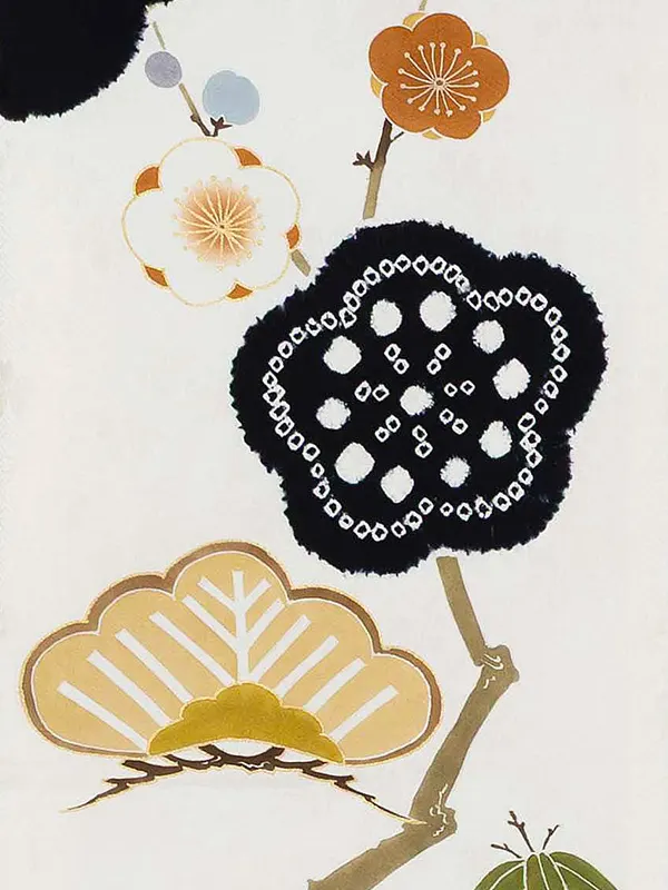 【正絹】お宮参り男の子 産着レンタル／白黒 松竹梅 Z268