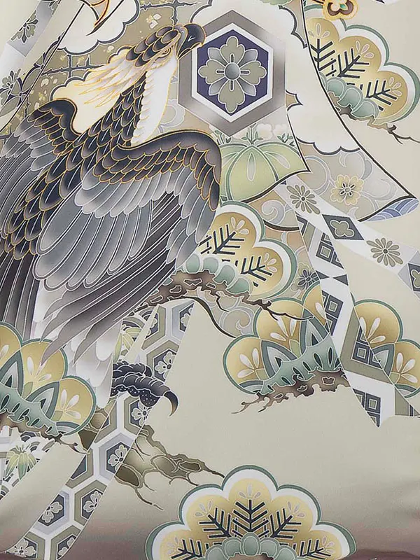 お宮参り男の子 産着レンタル／ベージュ 鷹 Z269