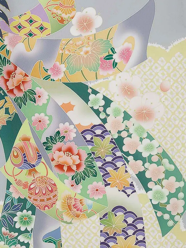 お宮参り男の子 産着レンタル／グレー 鷹に熨斗 Z270