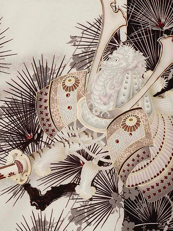 お宮参り男の子 産着レンタル／華徒然 ベージュ 兜に松 城郭 Z272