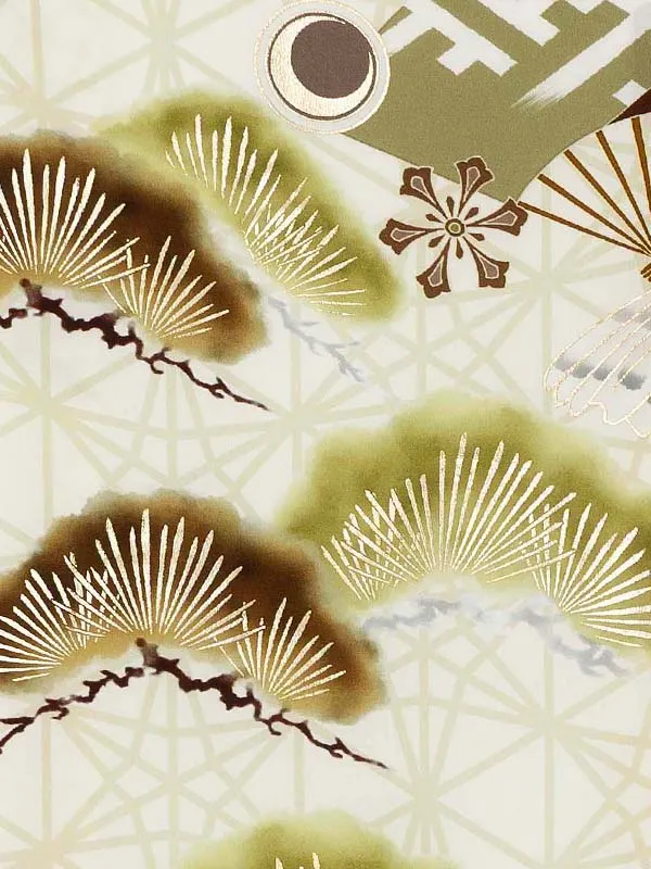 お宮参り男の子 産着レンタル／ジャパンスタイル ベージュ×カーキ 鷹 Z273