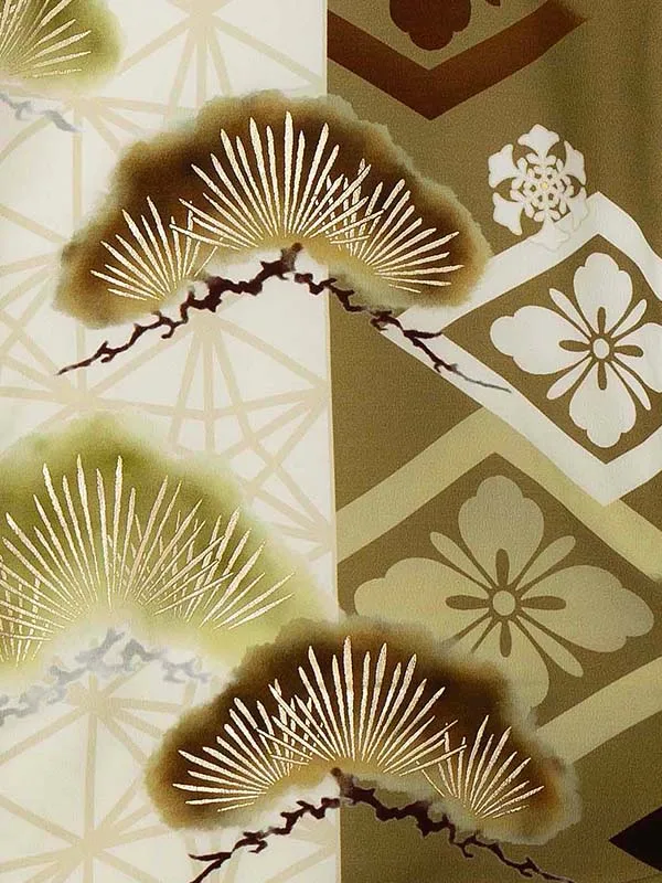 お宮参り男の子 産着レンタル／ジャパンスタイル ベージュ×カーキ 鷹 Z273