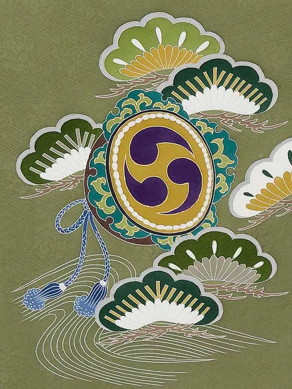 【正絹】お宮参り男の子 産着レンタル／緑 　兜 Z277