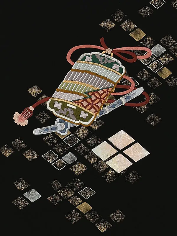【正絹】お宮参り男の子 産着レンタル／黒 刺繍兜 金彩螺鈿 Z288