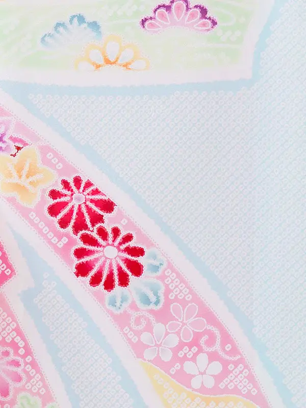 お宮参り女の子 産着レンタル／水色 鹿の子 熨斗 Z237