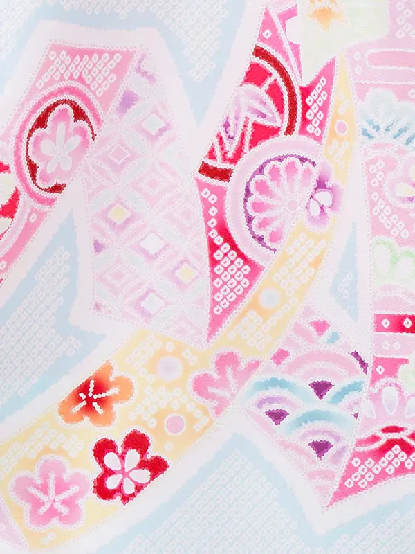 お宮参り女の子 産着レンタル／水色 鹿の子 熨斗 Z237