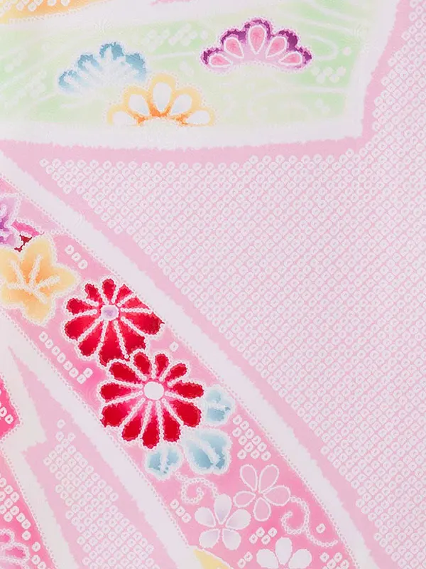 お宮参り女の子 産着レンタル／ピンク 鹿の子 熨斗 Z238