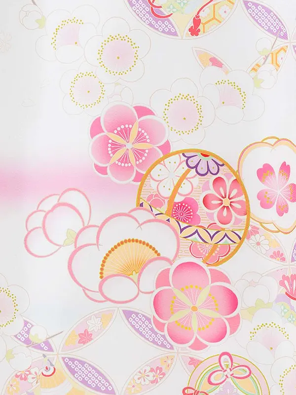 お宮参り女の子 産着レンタル／白 梅鞠 Z246