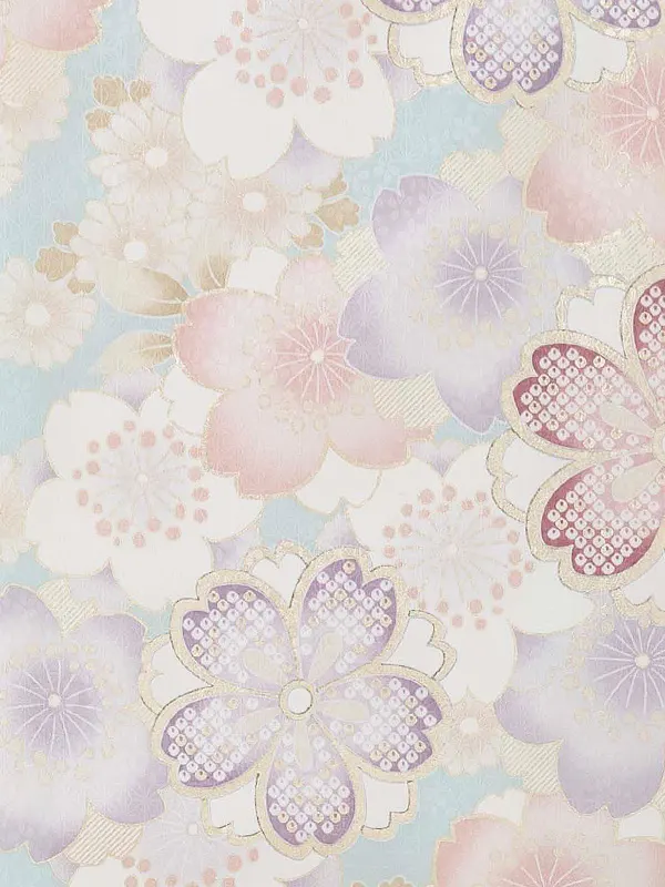 お宮参り女の子 産着レンタル／水色 金彩桜 Z252