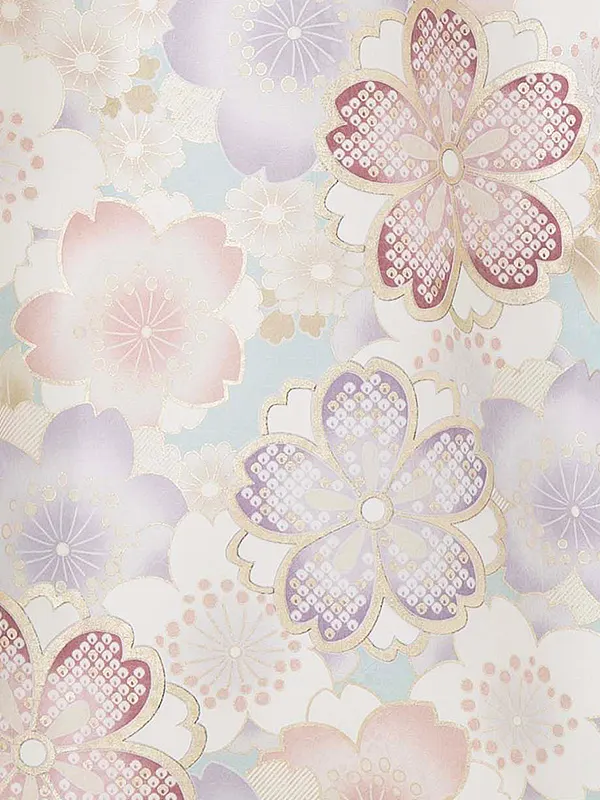 お宮参り女の子 産着レンタル／水色 金彩桜 Z252