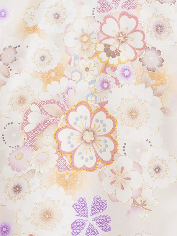 お宮参り女の子 産着レンタル／白 桜にまり Z253