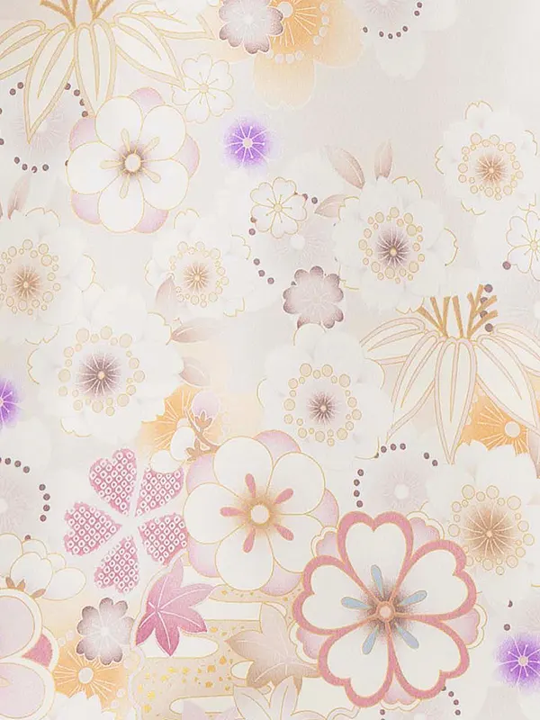 お宮参り女の子 産着レンタル／白 桜にまり Z253