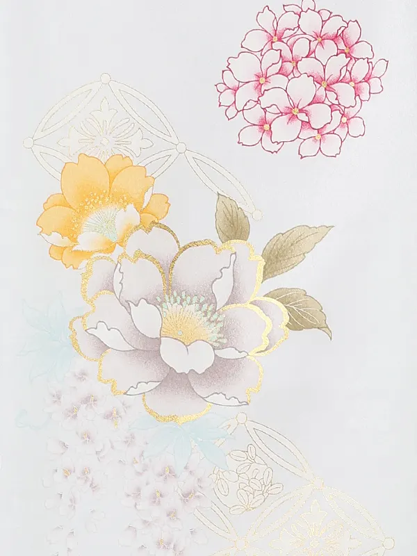 お宮参り女の子 産着レンタル／淡水色 八重桜に紫陽花と毬 Z256