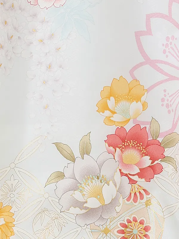 お宮参り女の子 産着レンタル／淡水色 八重桜に紫陽花と毬 Z256