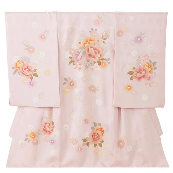 【正絹】お宮参り女の子 産着レンタル／薄ピンク 八重桜 Z263